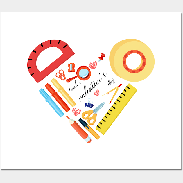 teacher valentines day funny heart shaped Wall Art by tita